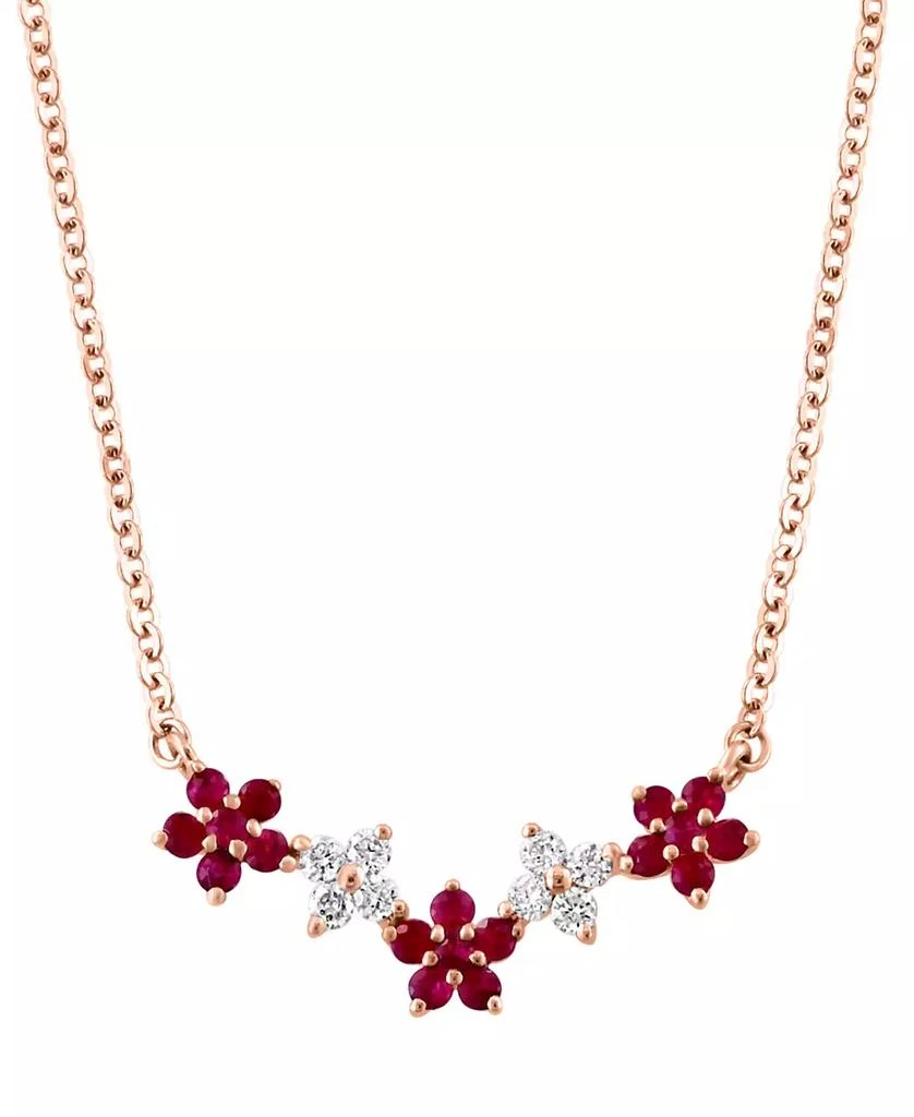 LALI Jewels Sapphire (3/8 ct. t.w.) & Diamond (3/8 ct. t.w.) Flower Collar Necklace in 14k White Gold, 16" + 2" extender (Also in Ruby) 1