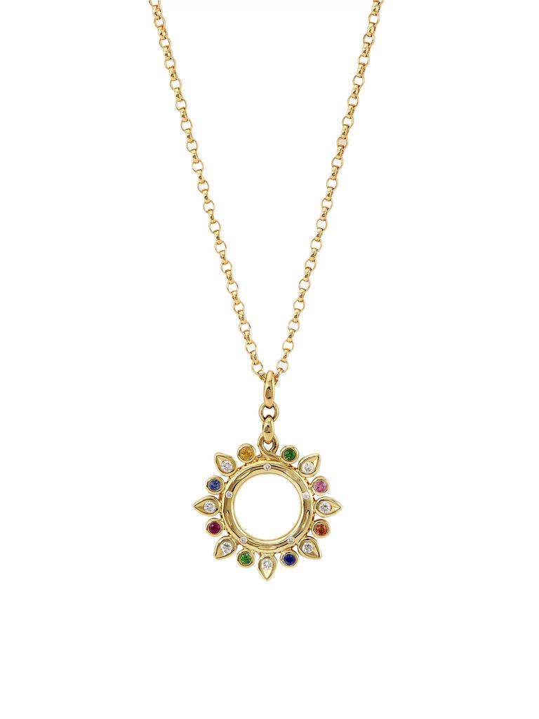 Tamara Comolli Gypsy 18K Yellow Gold, Diamond, Sapphire & Tsavorite Sun Pendant Necklace