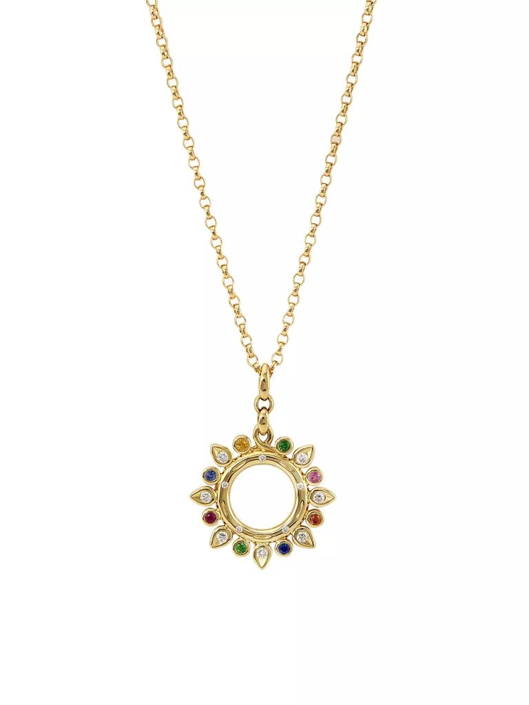 Tamara Comolli Gypsy 18K Yellow Gold, Diamond, Sapphire & Tsavorite Sun Pendant Necklace 1