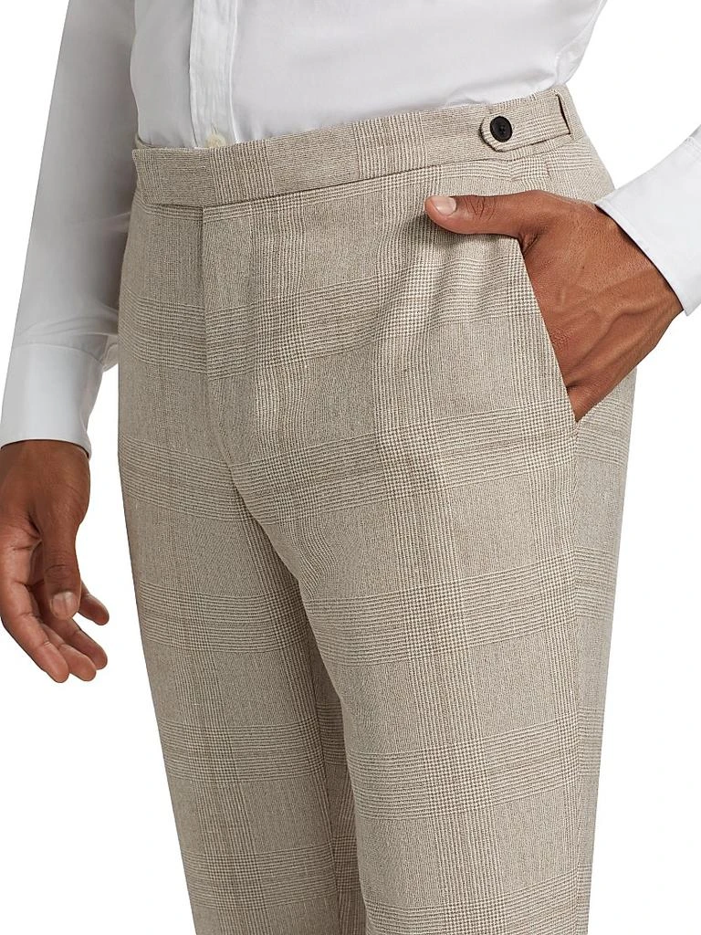 Shop Elliot Plaid Wool Linen Straight-Leg Pants on Sale at