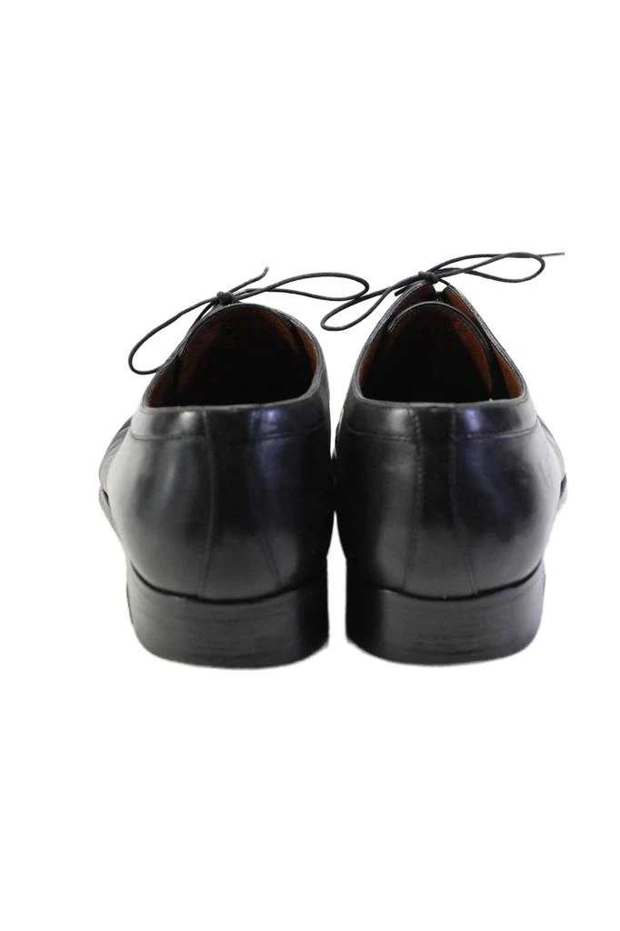 A.TESTONI Mens Leather Darted Apron Square Toe Lace-Up Loafers Black 3