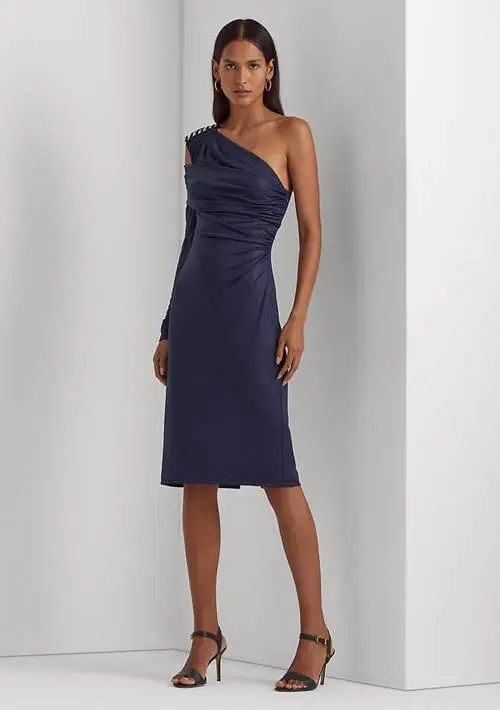 Ralph Lauren Women's Foil-Print Jersey One-Shoulder Cocktail Dress 1