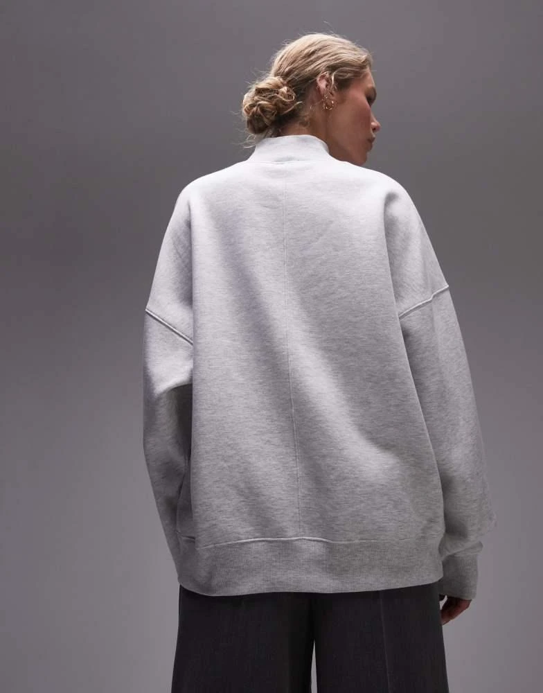 Topshop Topshop premium funnel neck sweat in grey marl 2