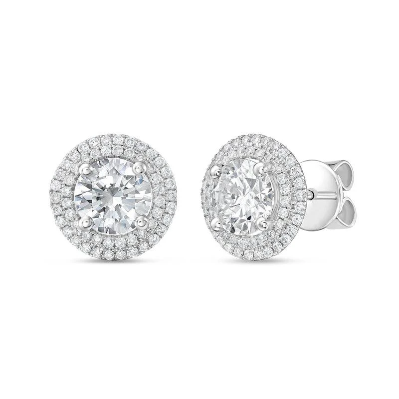 Diana M Jewels 14kt white gold lab grown round diamond halo earrings weighing 10.00 cts tw 2