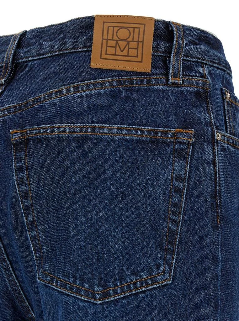 TOTEME Blue High-Waisted Jeans With Logo Patch In Cotton Denim Woman 3