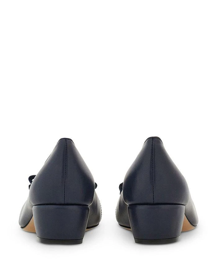 Salvatore Ferragamo Women's Vara Soft Bow Detail Blue Block Heel Pumps 5