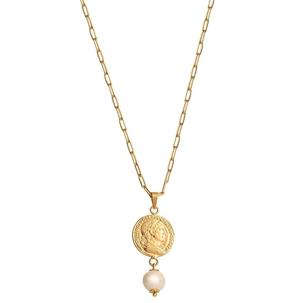 Macy's Pearl Coin 18" Pendant Necklace in 18k Gold-Plated Sterling Silver 3
