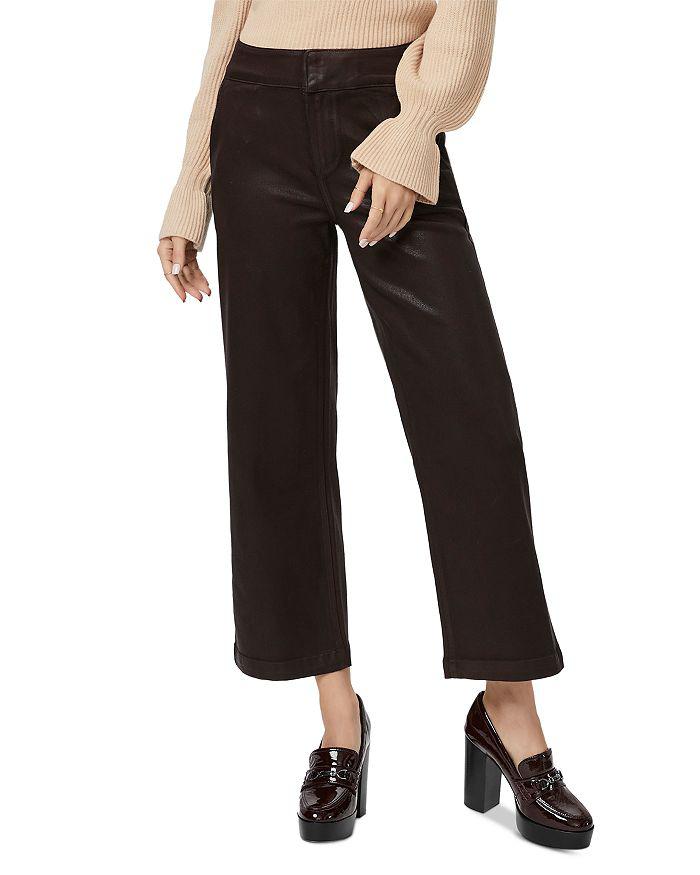 PAIGE Nellie High Rise Cropped Trouser Jeans in Coated Chicory Coffee
