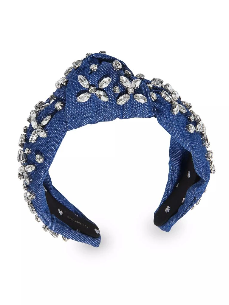 Lele Sadoughi Knotted Crosshatch Crystal & Denim Headband 2
