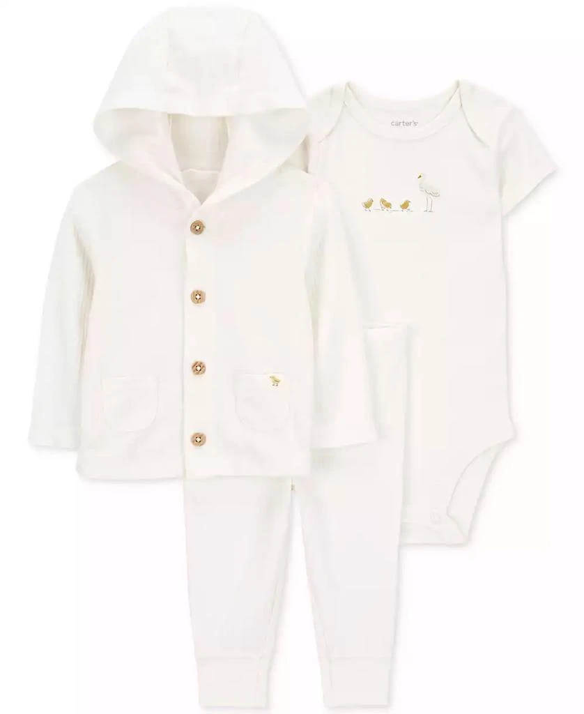 Carter
s Baby Chick Little Hooded Cardigan, Bodysuit 
Pants, 3 Piece Set 1
