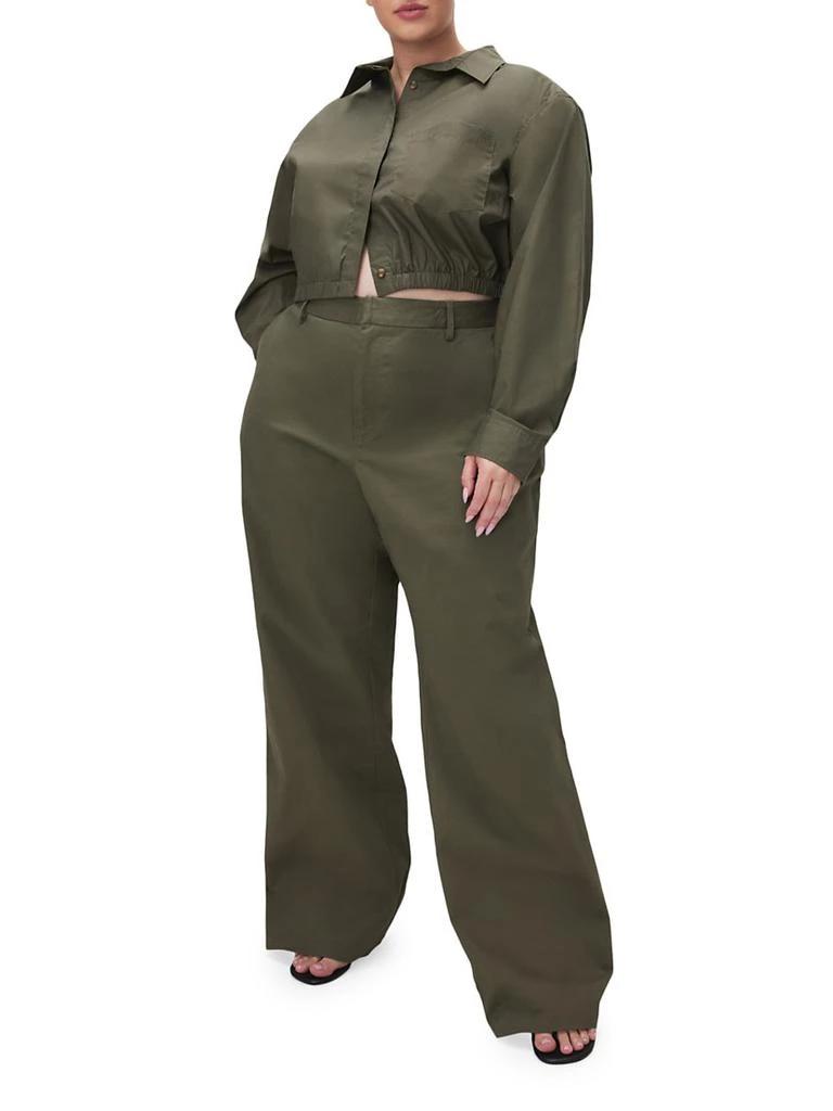Good American Coated Poplin Cropped Shirt 3