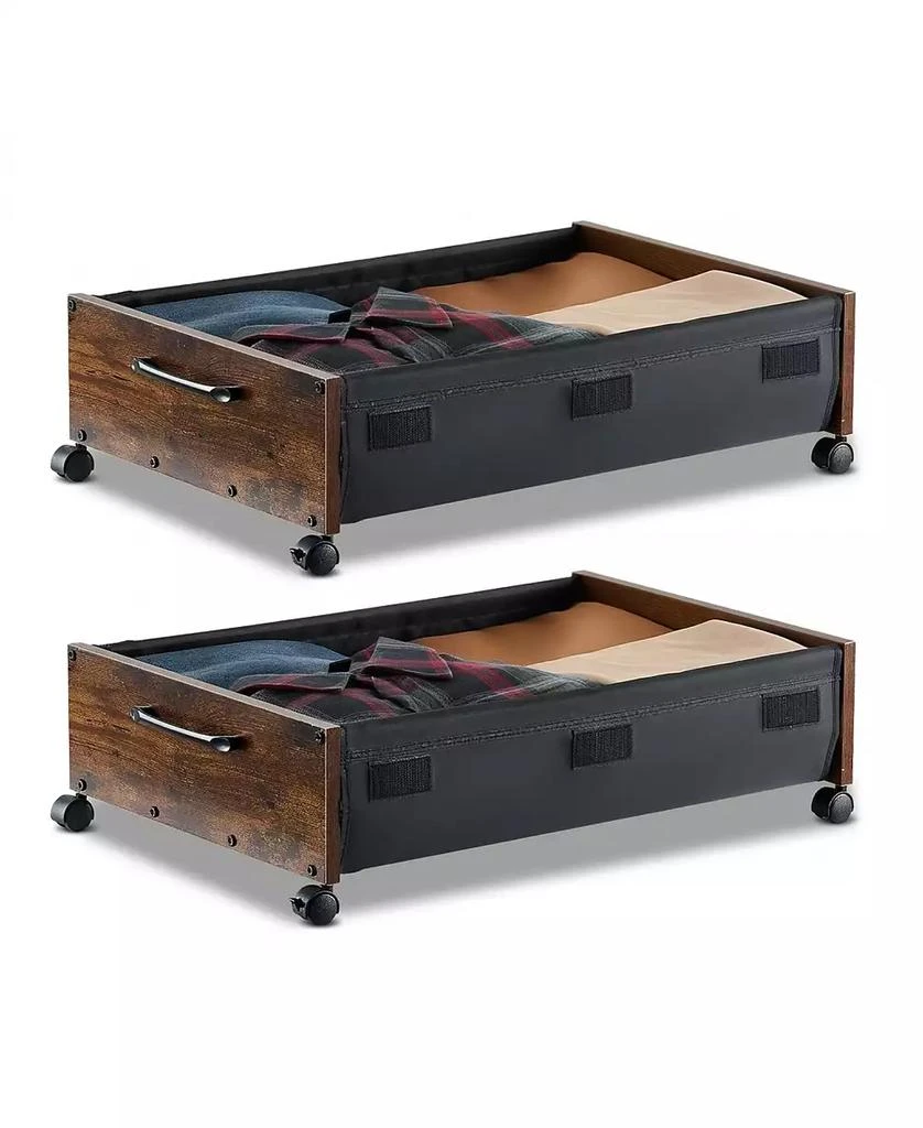 SUGIFT 2 Pack Under Bed Storage with Wheels 25.6in x 18.1in x 7.1in Clear Top