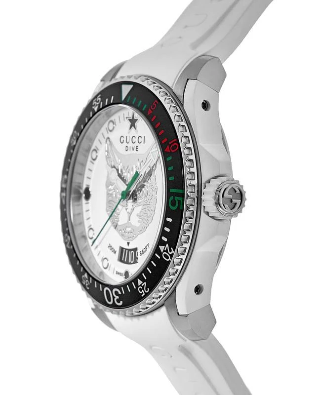 Gucci Gucci Dive White Tiger Dial White Rubber Men's Watch YA136329 3