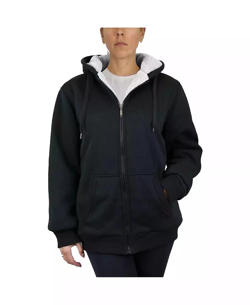 Galaxy By Harvic Women's Loose Fit Sherpa Lined Fleece Zip-Up Hoodie Sweatshirt 1