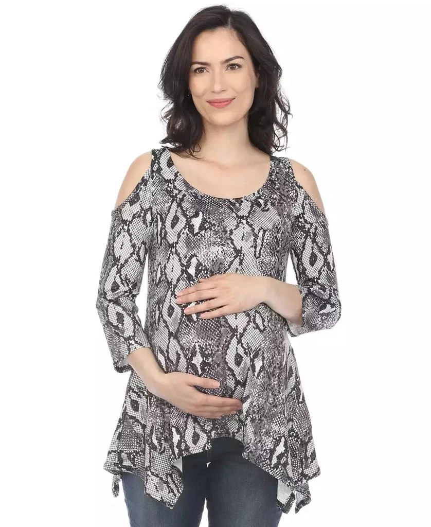 White Mark Maternity Snake Print Cold Shoulder Tunic