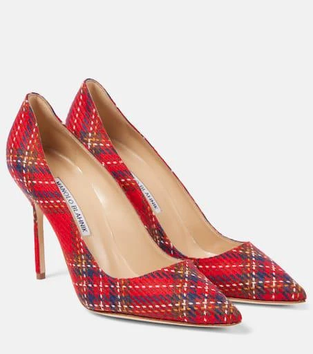 Manolo Blahnik BB 90 plaid pumps 1