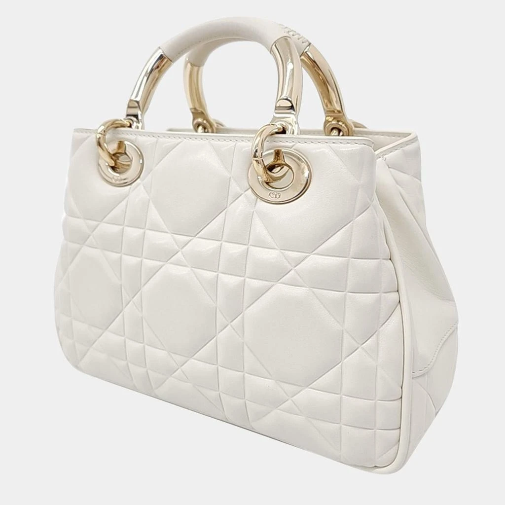 Dior Christian Dior White Leather Lady Dior 95.22 Bag 2