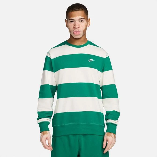 NIKE Men's Nike Club Fleece Striped Heavyweight French Terry Crewneck Sweatshirt 1
