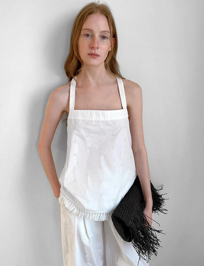 Pixie Market White Eyelet Bow-Back Top-PREORDER
