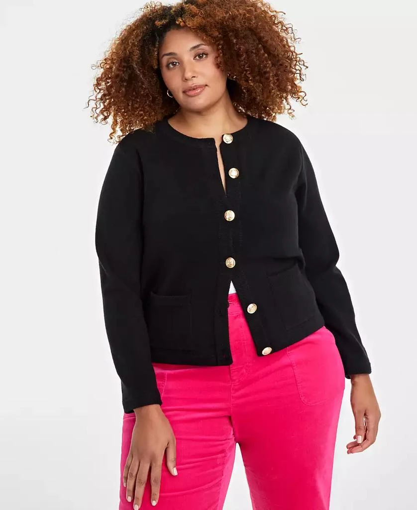 On 34th Trendy Plus Size Milano Crewneck Cardigan, Created for Macy's 1