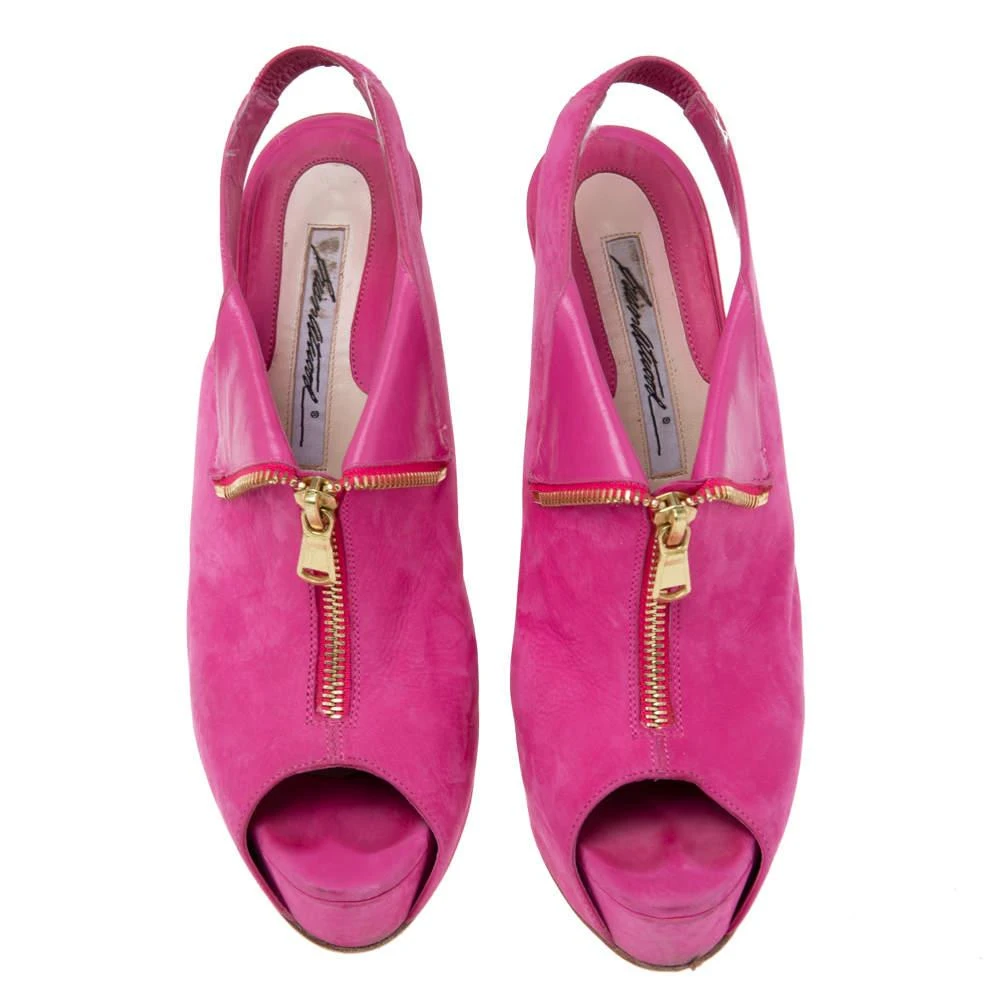 Brian Atwood Brian Atwood Pink Nubuck Leather  Peep Toe Slingback Platform Sandals Size 38 3