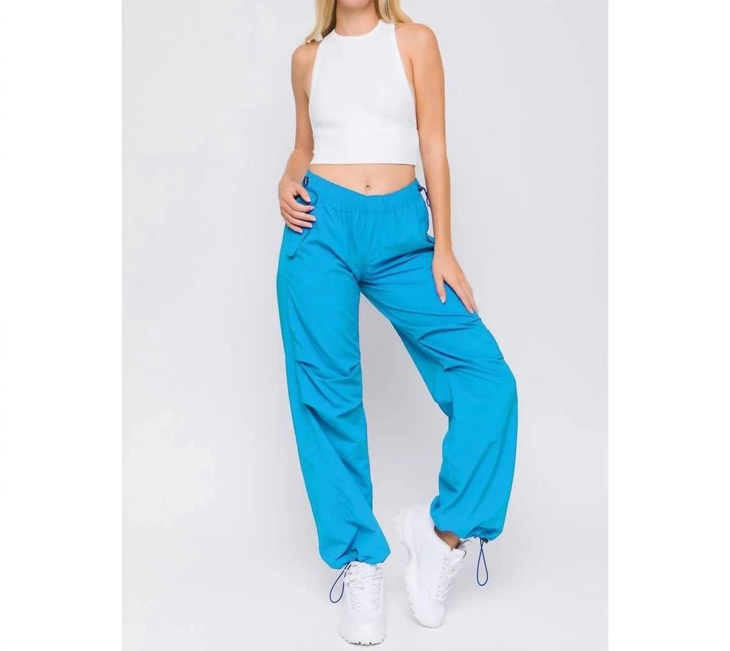 Style Up Parachute Jogger Pants In Blue 2