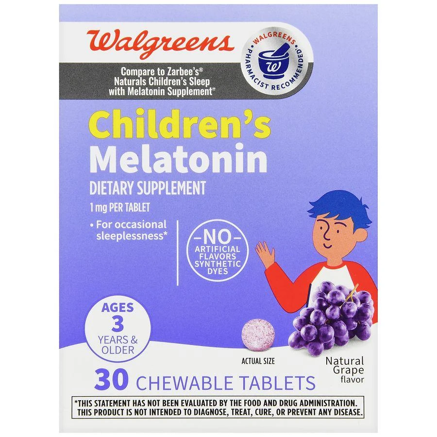 Walgreens Children's Melatonin 1 mg Chewable Tablets Natural Grape 2