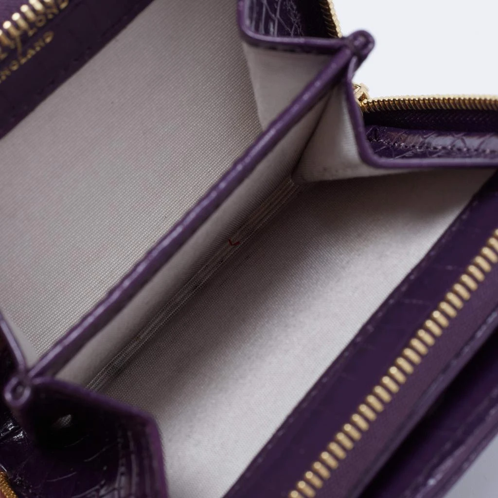 Aspinal of London Aspinal of London Purple Croc Embossed Leather Zip Around Compact Wallet 3