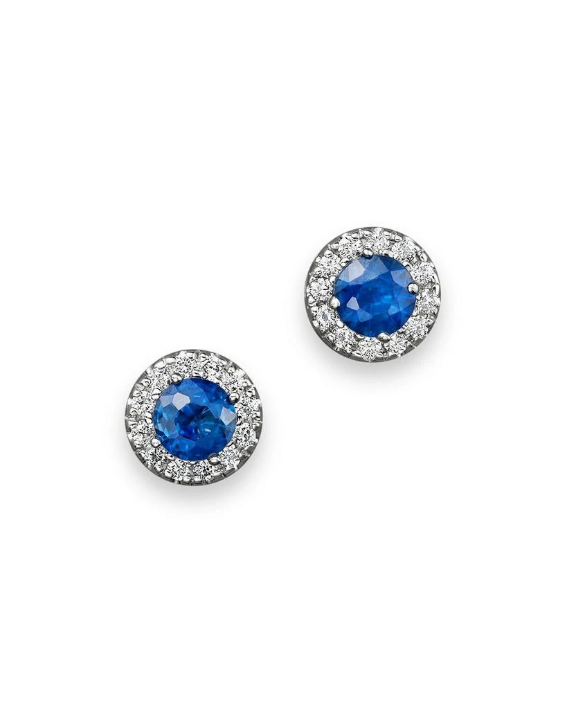 Bloomingdale
s Blue Sapphire and Diamond Halo Stud Earrings in 14K White Gold 1