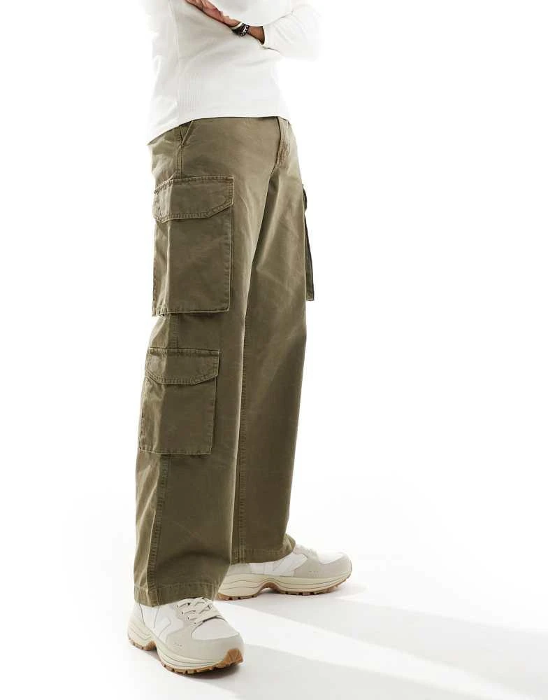 River Island River Island loose leg cargo trousers dark khaki 2