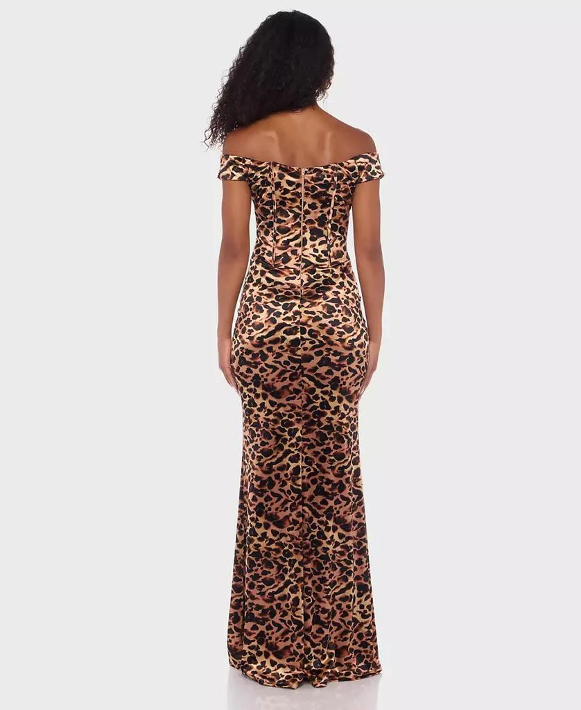 Alex & Sophia Juniors' Animal Print Off-The-Shoulder Long Dress 5