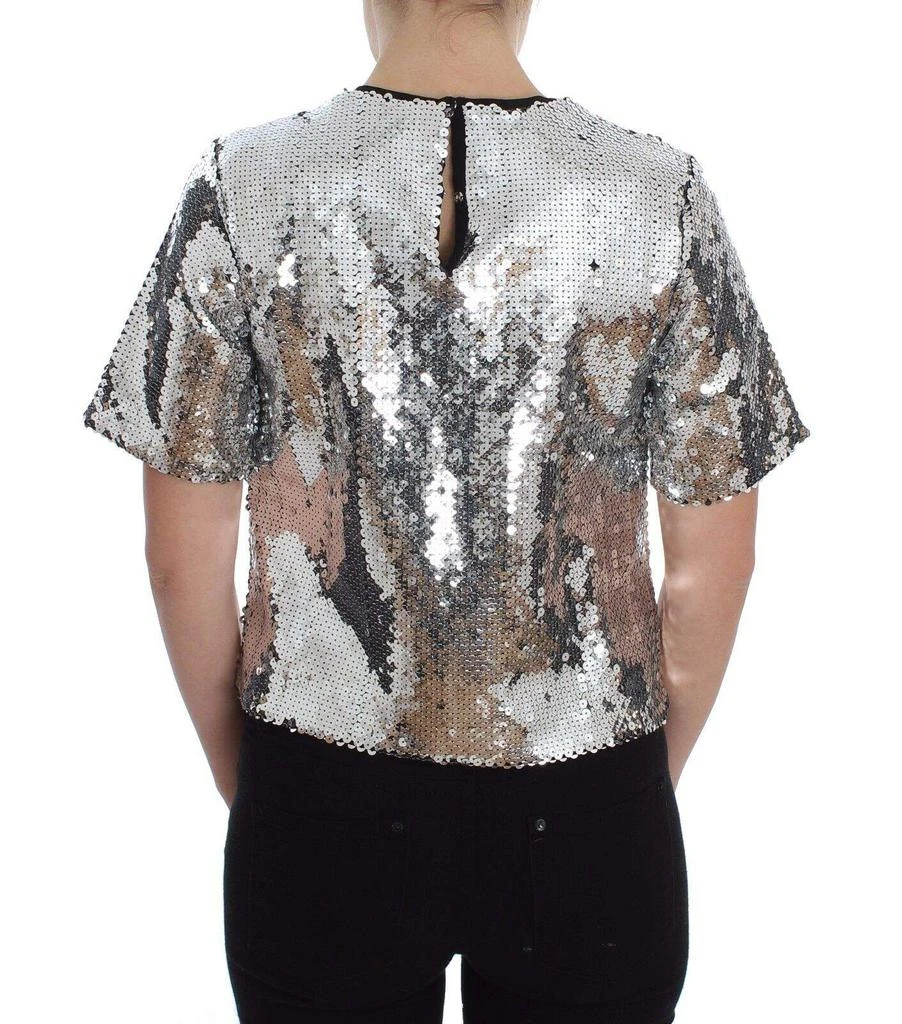 Dolce & Gabbana Dolce & Gabbana Silver Sequined Crewneck Blouse T-shirt Top 3