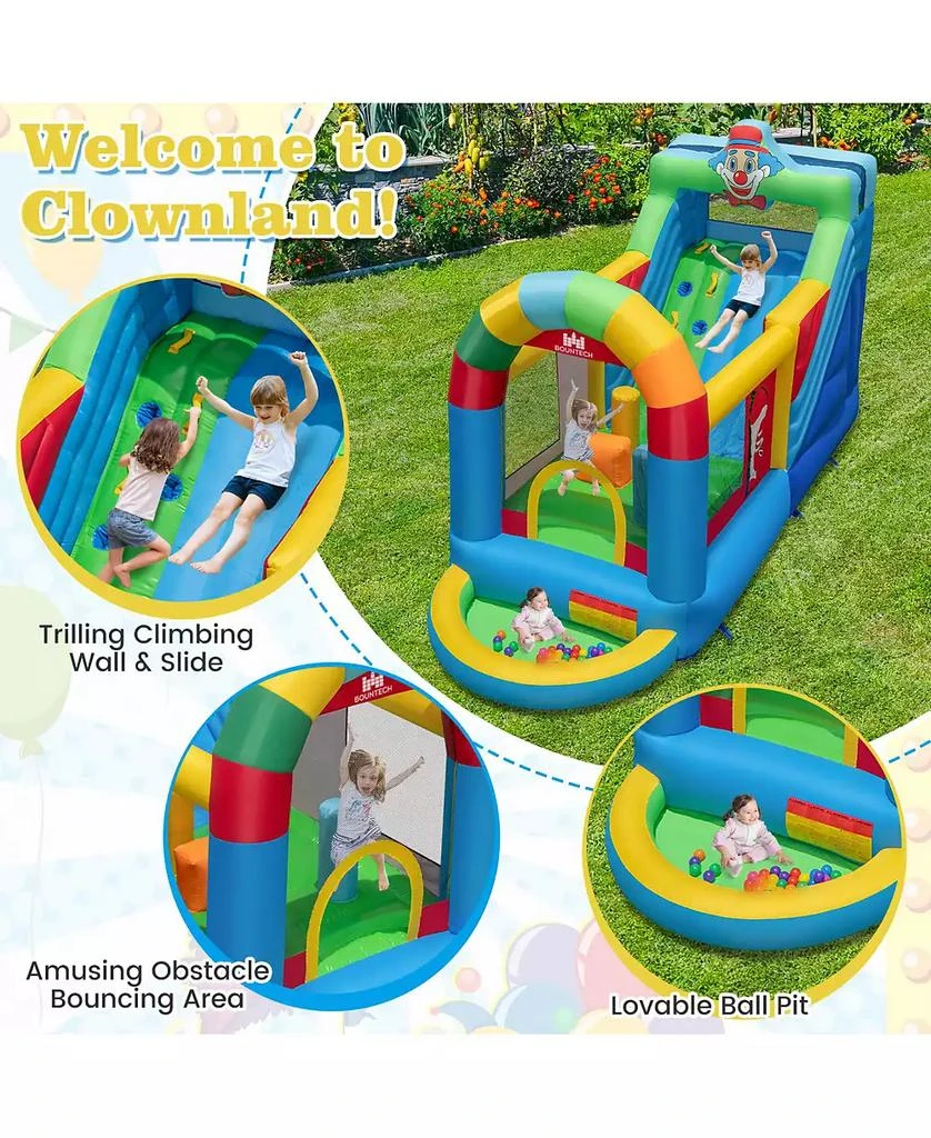 Slickblue Inflatable Bounce House Obstacle Course with Ball Pit and Slide Fun Backyard Playset for Kids 8