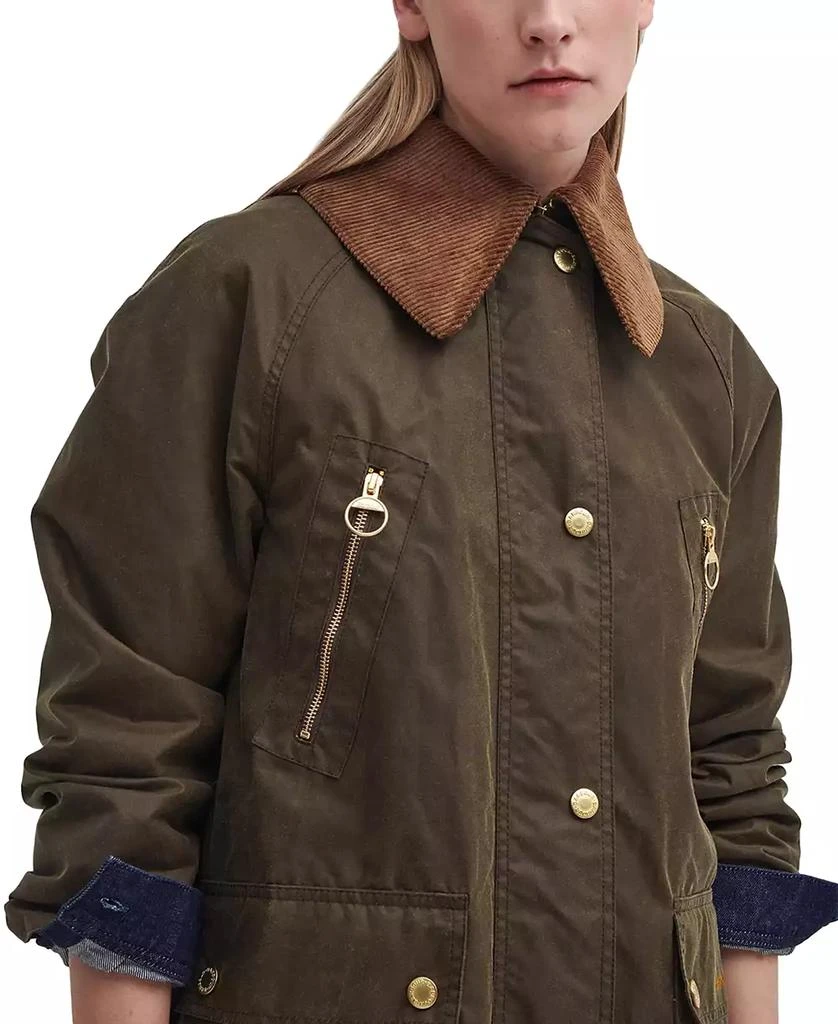 Barbour Women's Ebberston Corduroy-Collar Waxed Jacket 3