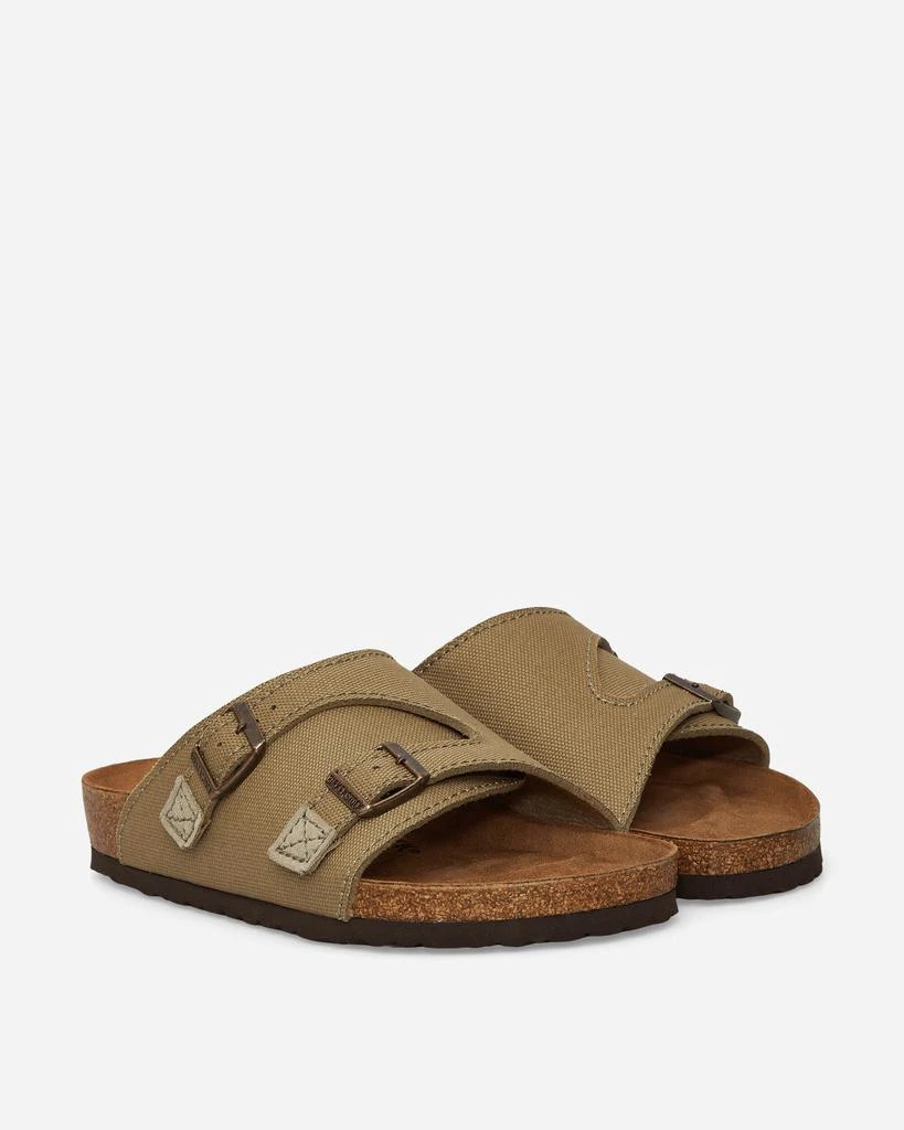 Birkenstock Zürich Suede Canvas Sandals Faded Khaki 2