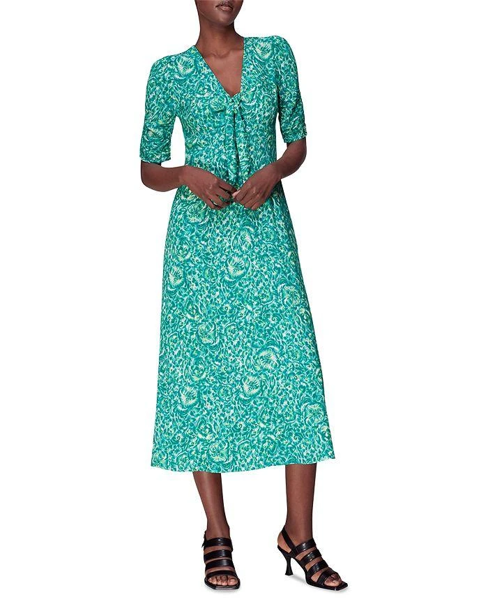 Whistles Clouded Floral Print Tie Midi Dress 1