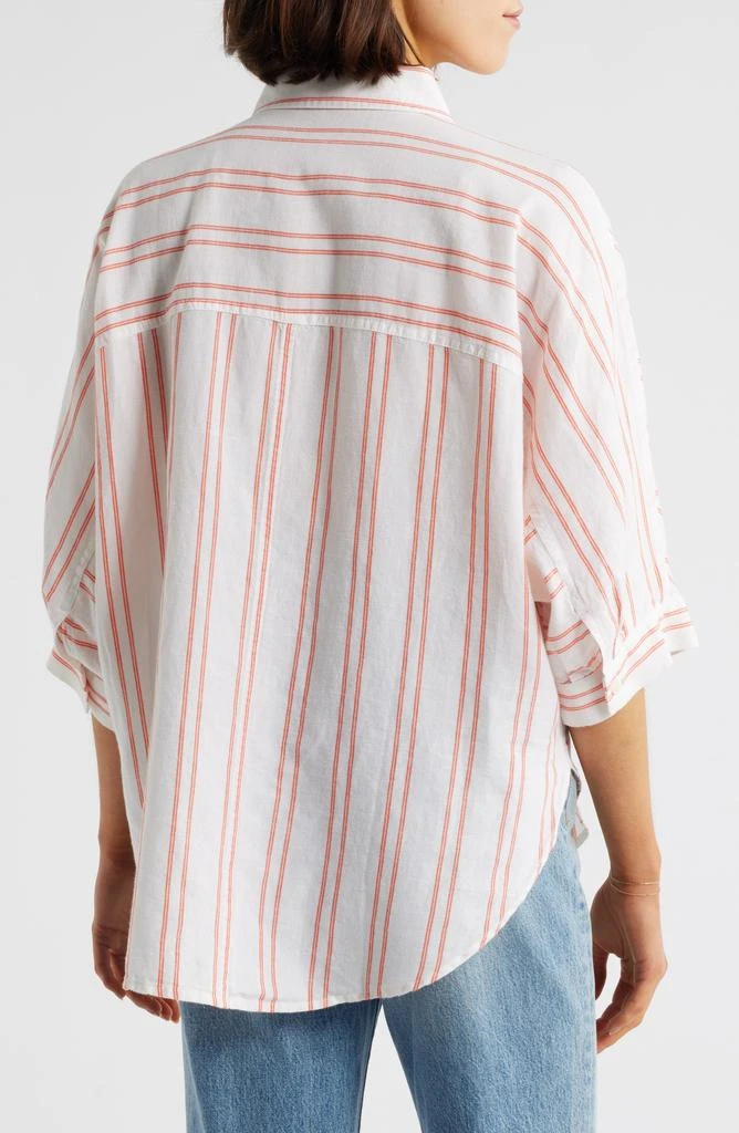 Madewell Stripe Pleat Sleeve Oversize Linen 
Cotton Button-Up Shirt 2