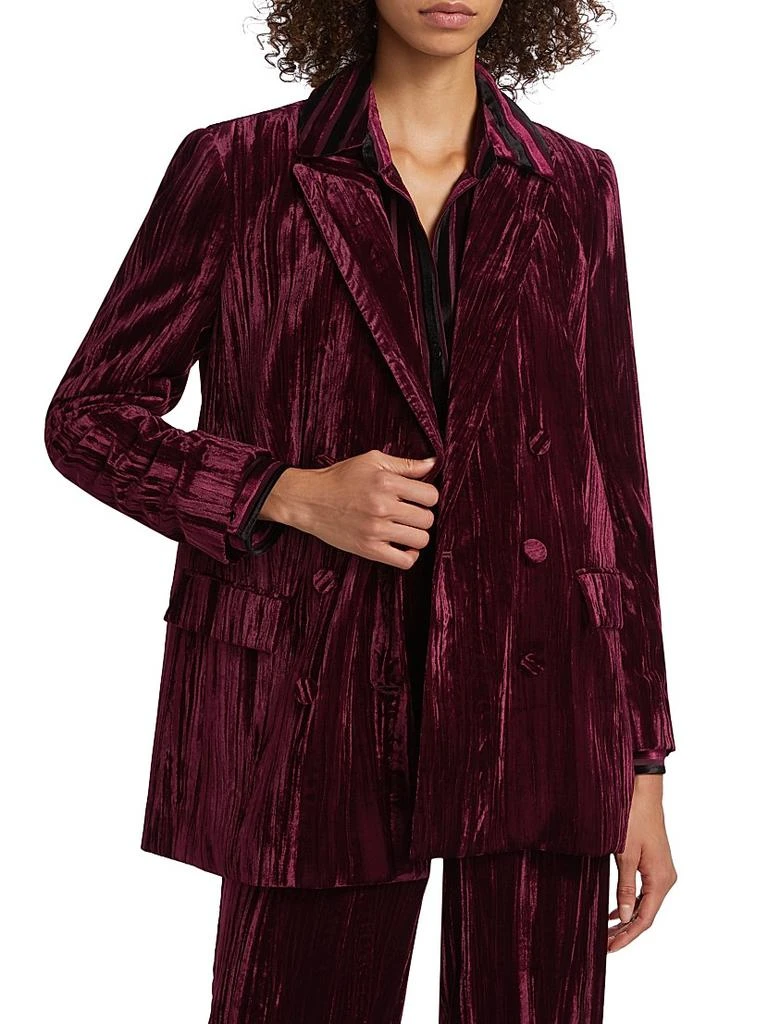 L'Agence Aimee Velvet Double-Breasted Blazer 3