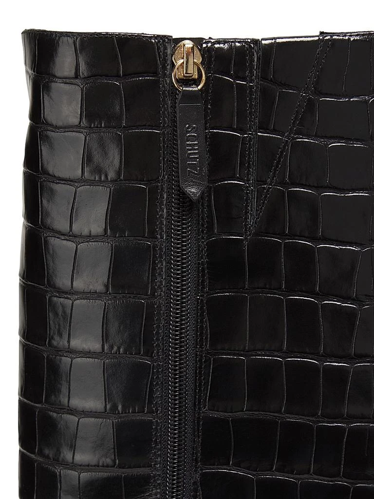 Schutz Dellia 65MM Croc Leather Mid-Calf Boots 5