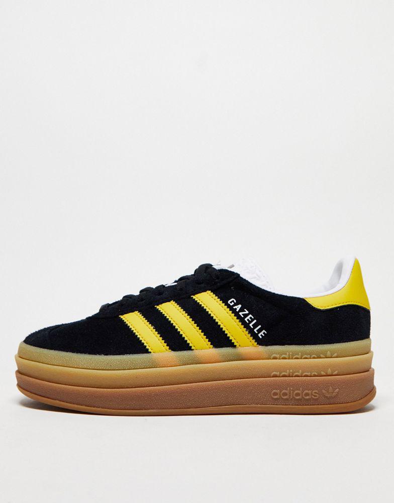adidas Originals adidas Originals Gazelle Bold platform trainers in black and gold