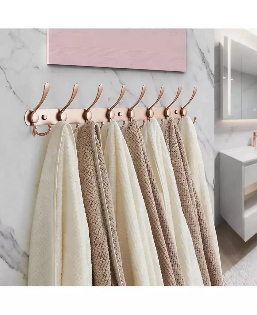 YIGII Heavy Duty 29.5" Long 8-Triple Hooks Coat Rack, Rose Gold 4