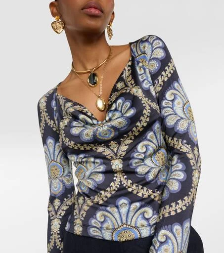ETRO Scoop-neck paisley jersey top 4