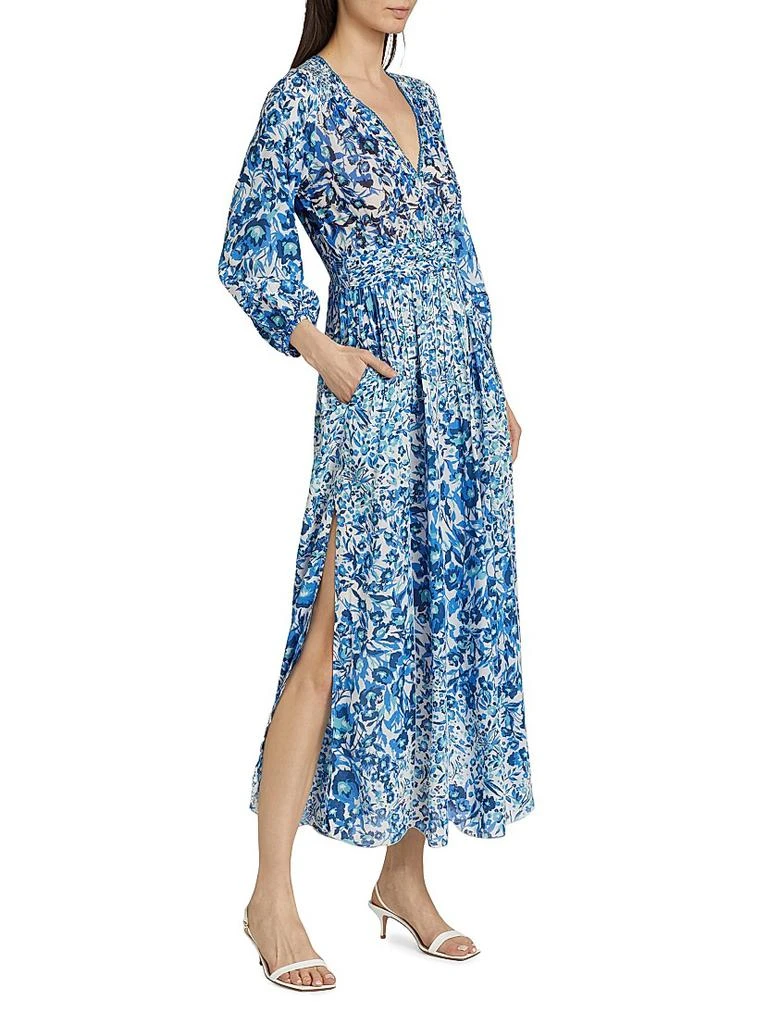 Poupette St Barth Annabelle Floral Crêpê V-Neck Midi Dress 4