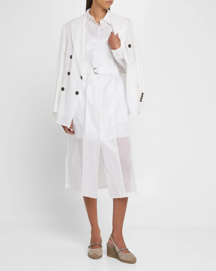 Brunello Cucinelli Sequined Stripe Double-Breasted Organza Jacket 2