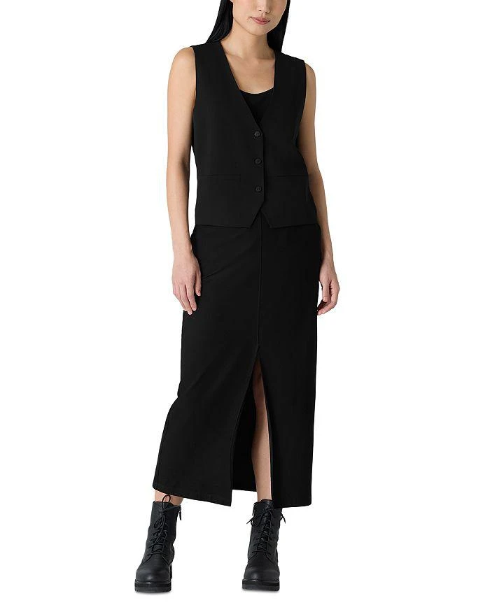 Eileen Fisher Silk Georgette Crepe V Neck Short Silk Vest 2