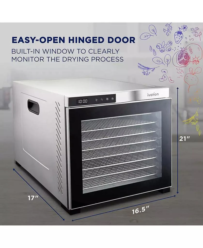 Ivation 10 Stainless Steel Tray Food Dehydrator for Snacks
Jerky 3