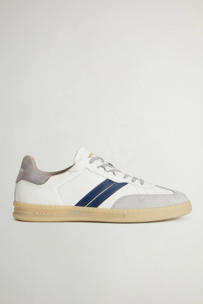 Woolrich Doubleu Tennis Sneakers in Leather with Side Stripes - Men - White 1