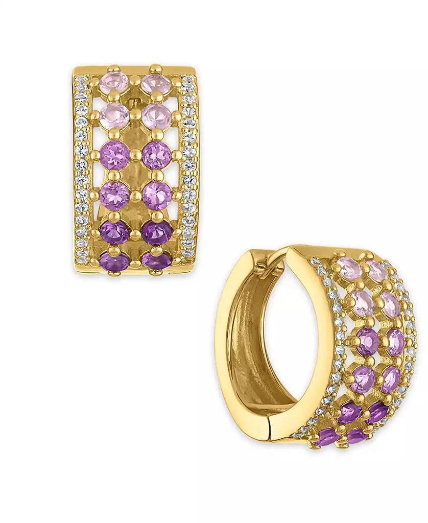 Macy
s Multi-Gemstone (2 ct. t.w.) Huggie Hoop Earrings in 14k Gold Over Sterling Silver (Also Available in Amethyst)