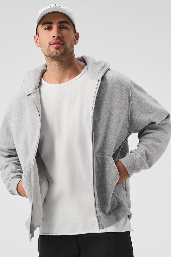 Alo Renown Heavy Weight Full Zip Hoodie - Athletic Heather Grey