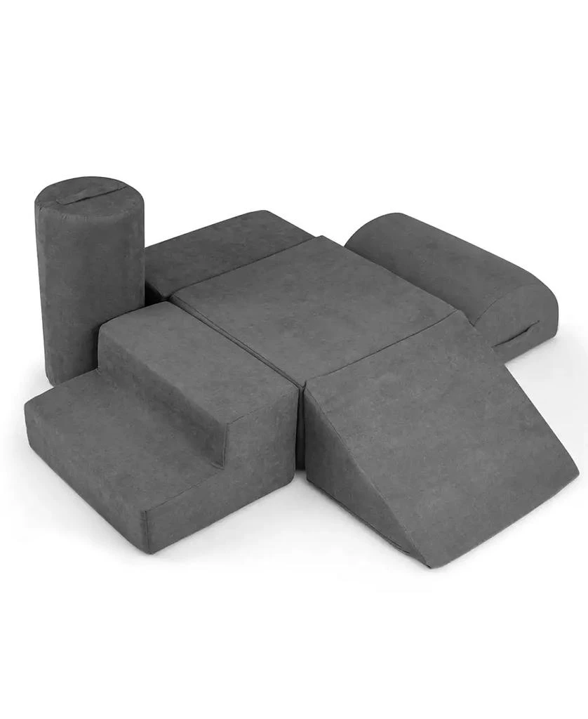 SUGIFT 6-Piece Baby Climbing Blocks with 30D High-Density Foam and Carrying Handles-Gray